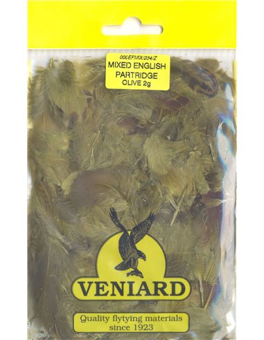 Partridge feathers - Olive mix, 2g